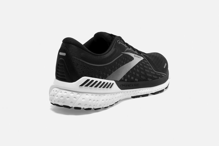 Brooks Adrenaline GTS 21 Road Running Shoes Mens - Black/White - QXFGL-7014